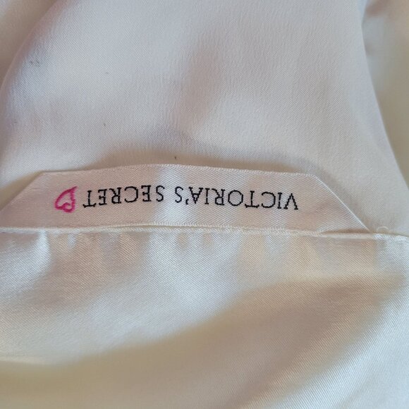 Victorias Secret White Satin Button-Down Long Sleeve Nightshirt L - Picture 5 of 7